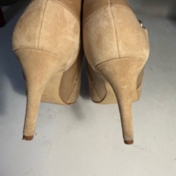 Marc Fisher Camel Peep-Toe Heeled Boots - Picture 14 of 15